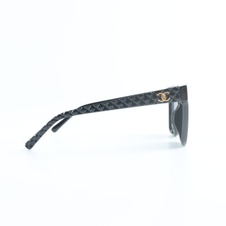 Chanel Square Sunglasses Black Grey Lens view 3