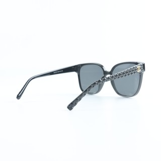Chanel Square Sunglasses Black Grey Lens view 4