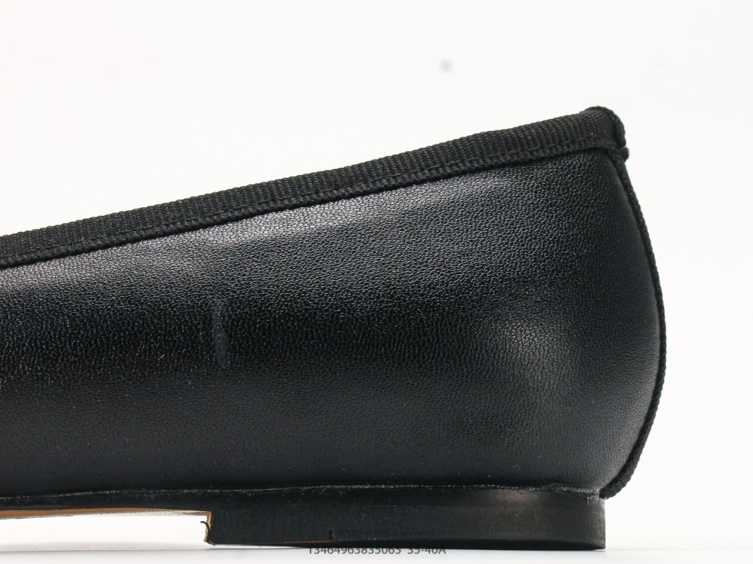 Dior J'Adior Ballet Flat Black Leather White Ribbon Bow view