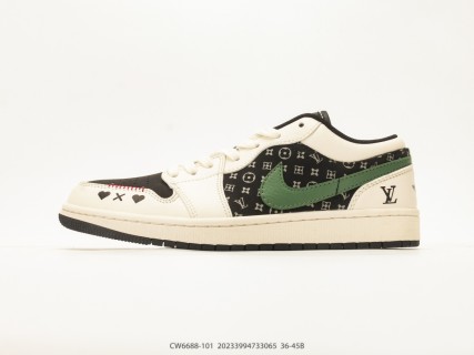 Jordan Air Jordan 1 Low Black White Green Monogram Collaboration