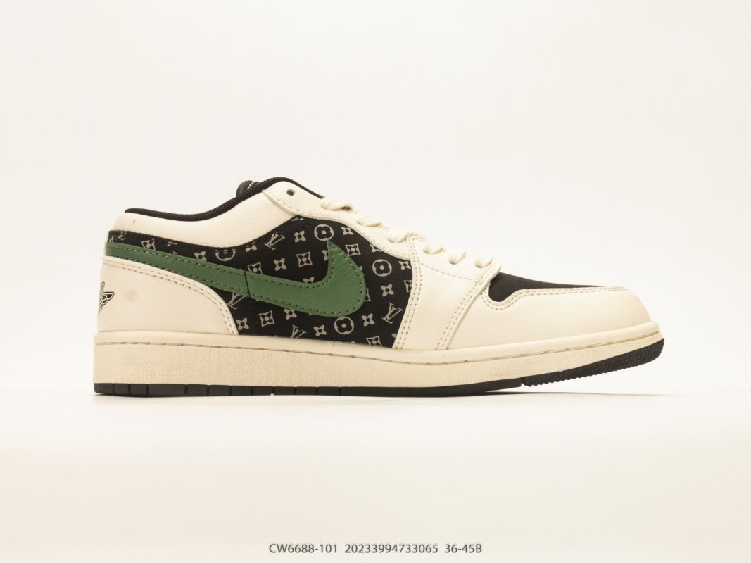 Jordan Air Jordan 1 Low Black White Green Monogram Collaboration view