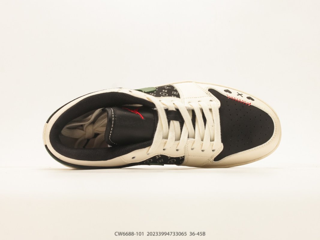 Jordan Air Jordan 1 Low Black White Green Monogram Collaboration view