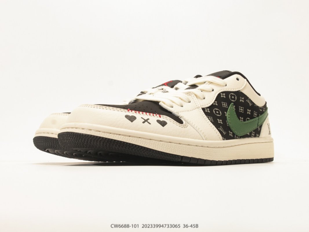 Jordan Air Jordan 1 Low Black White Green Monogram Collaboration view