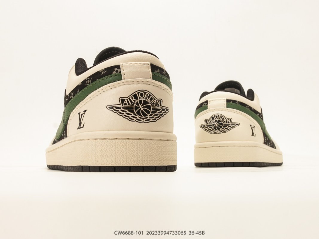 Jordan Air Jordan 1 Low Black White Green Monogram Collaboration view