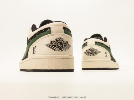 Jordan Air Jordan 1 Low Black White Green Monogram Collaboration view 6