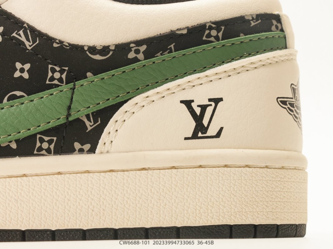 Jordan Air Jordan 1 Low Black White Green Monogram Collaboration view