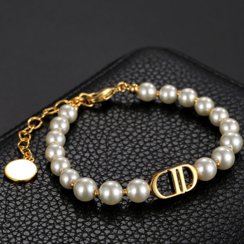 Dior CD Pearl Bracelet - Vintage Gold & Pearl Design