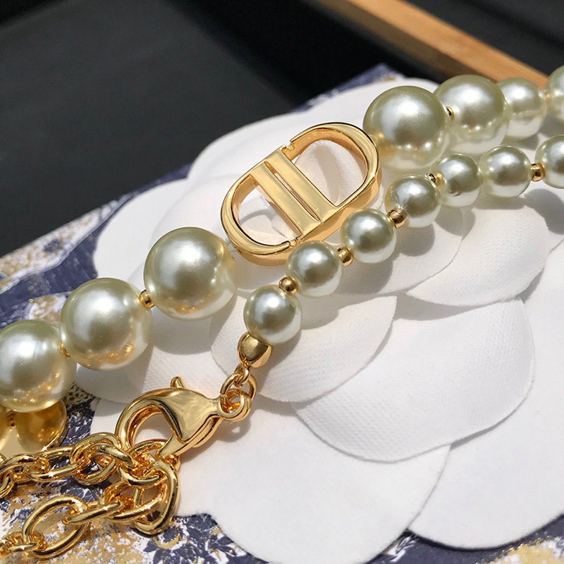Dior CD Pearl Bracelet - Vintage Gold & Pearl Design view