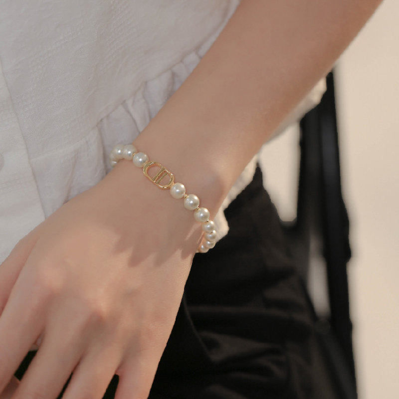 Dior CD Pearl Bracelet - Vintage Gold & Pearl Design view
