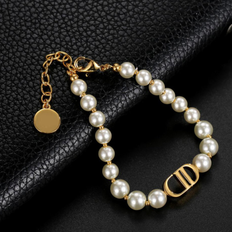 Dior CD Pearl Bracelet - Vintage Gold & Pearl Design view