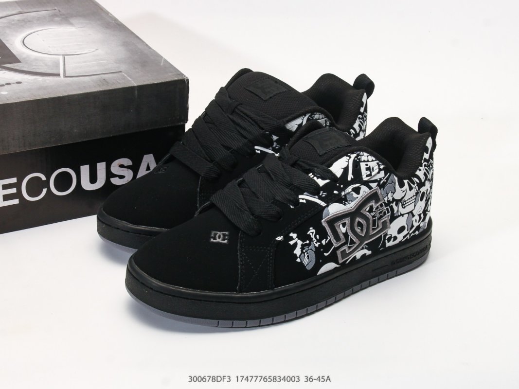 DC Shoes Court Graffik Low Black White Graffiti Skate Sneaker view
