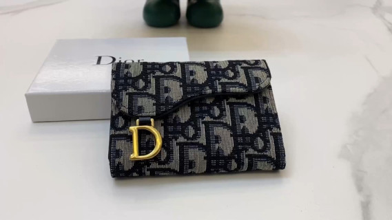 Dior Oblique Navy Canvas Card Wallet Replica