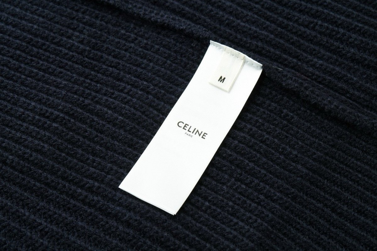 Celine 24SS Cutout Embroidery Crew Neck Wool Sweater Navy view