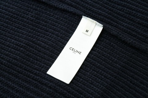 Celine 24SS Cutout Embroidery Crew Neck Wool Sweater Navy view 9