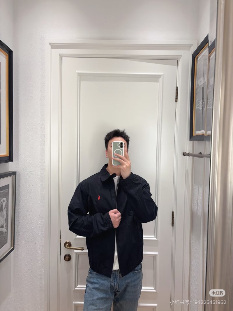 Ralph Lauren Harrington Jacket Black Red Pony view
