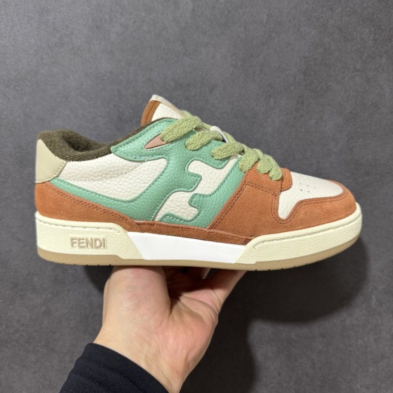 Fendi Match Low-Top Sneaker - Green/Orange/Cream view