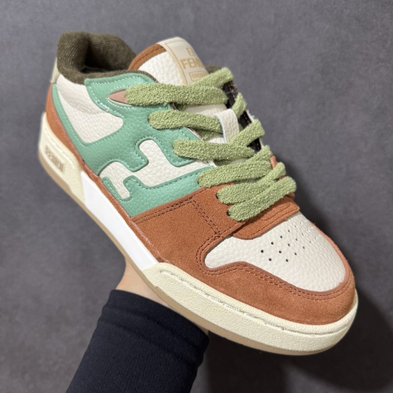 Fendi Match Low-Top Sneaker - Green/Orange/Cream view