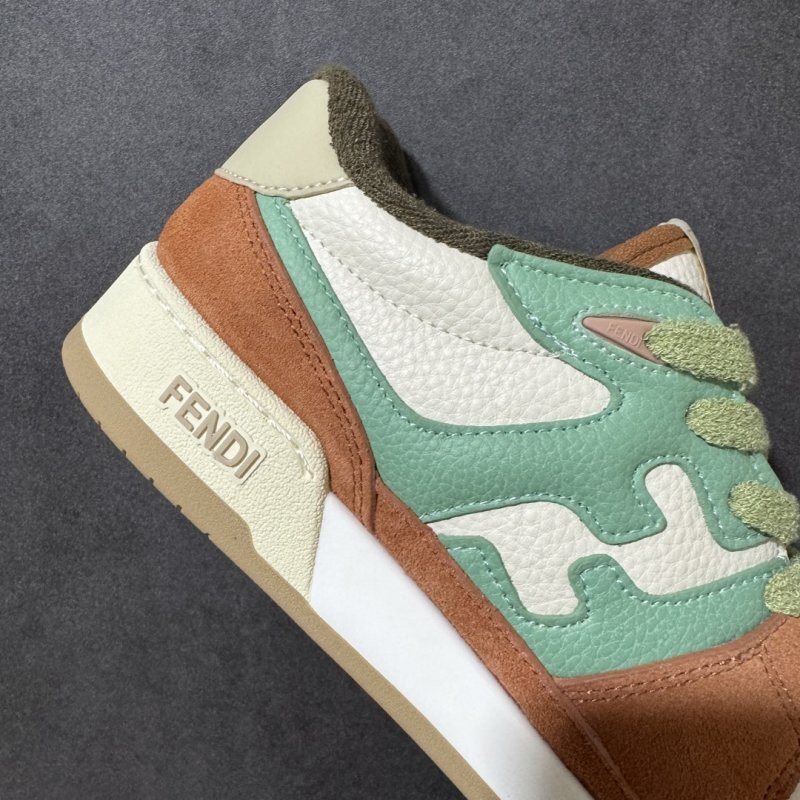 Fendi Match Low-Top Sneaker - Green/Orange/Cream view