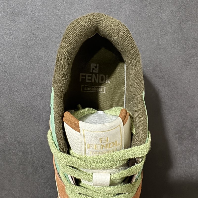 Fendi Match Low-Top Sneaker - Green/Orange/Cream view