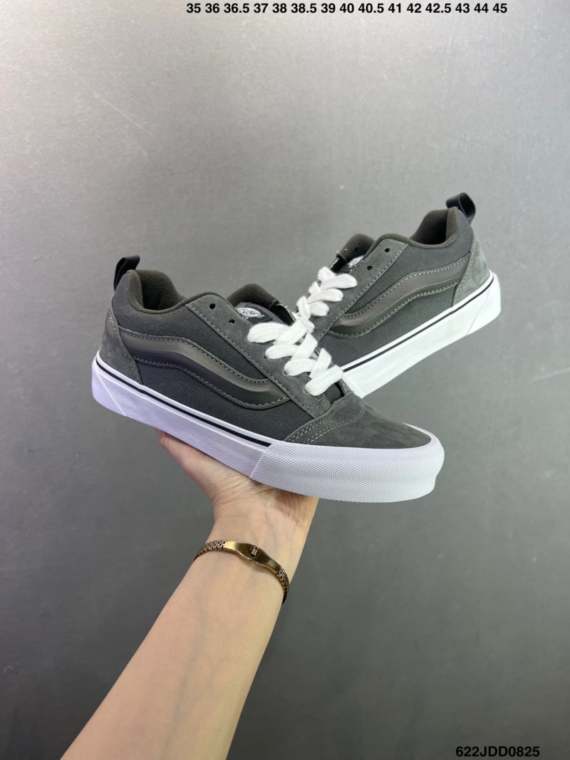 Vans Knu Skool Charcoal Grey White Plaid Low-Top Skate Shoe view