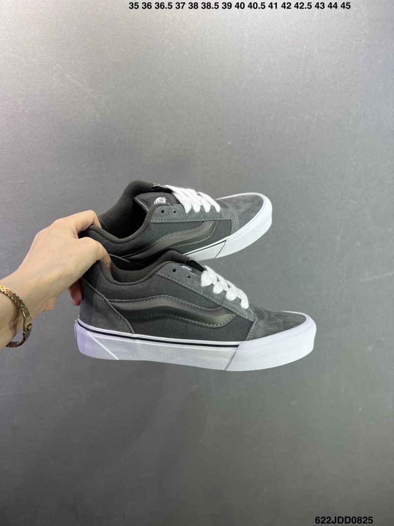 Vans Knu Skool Charcoal Grey White Plaid Low-Top Skate Shoe view