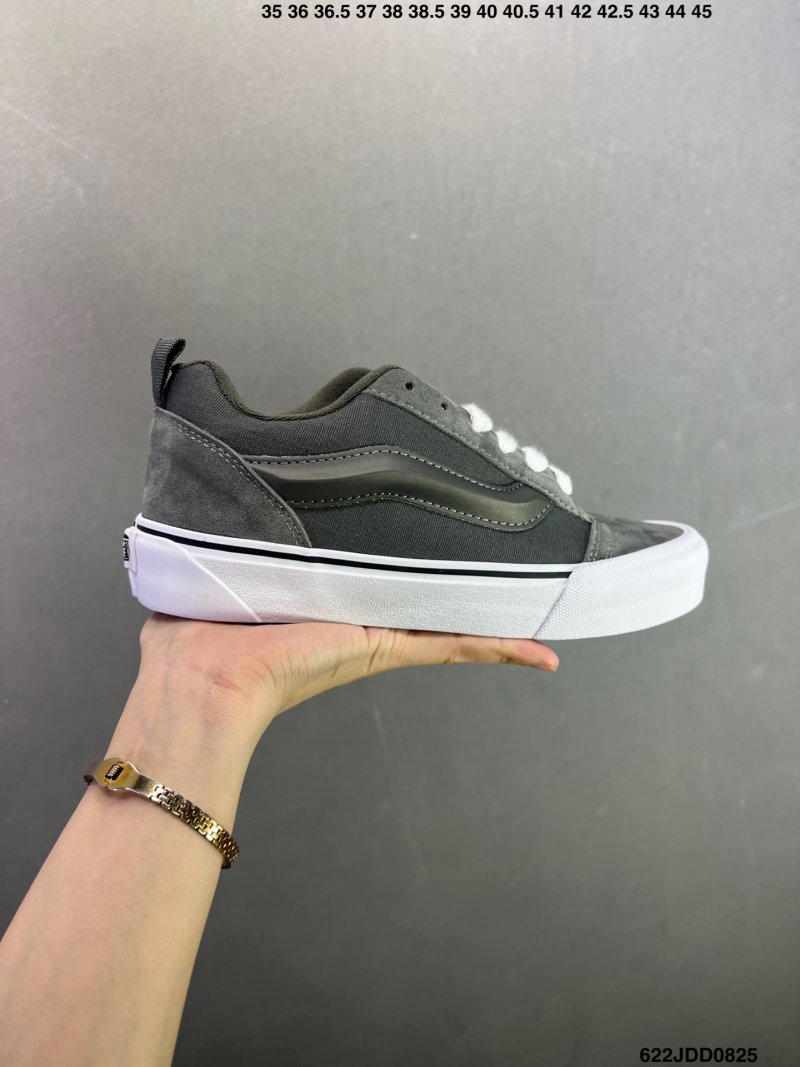 Vans Knu Skool Charcoal Grey White Plaid Low-Top Skate Shoe view