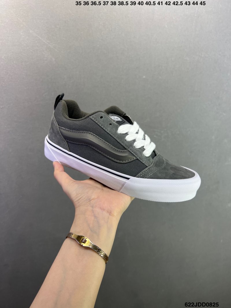 Vans Knu Skool Charcoal Grey White Plaid Low-Top Skate Shoe view