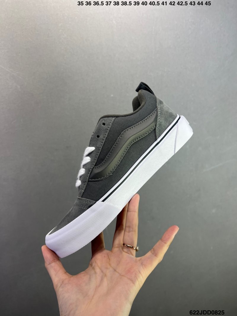 Vans Knu Skool Charcoal Grey White Plaid Low-Top Skate Shoe view