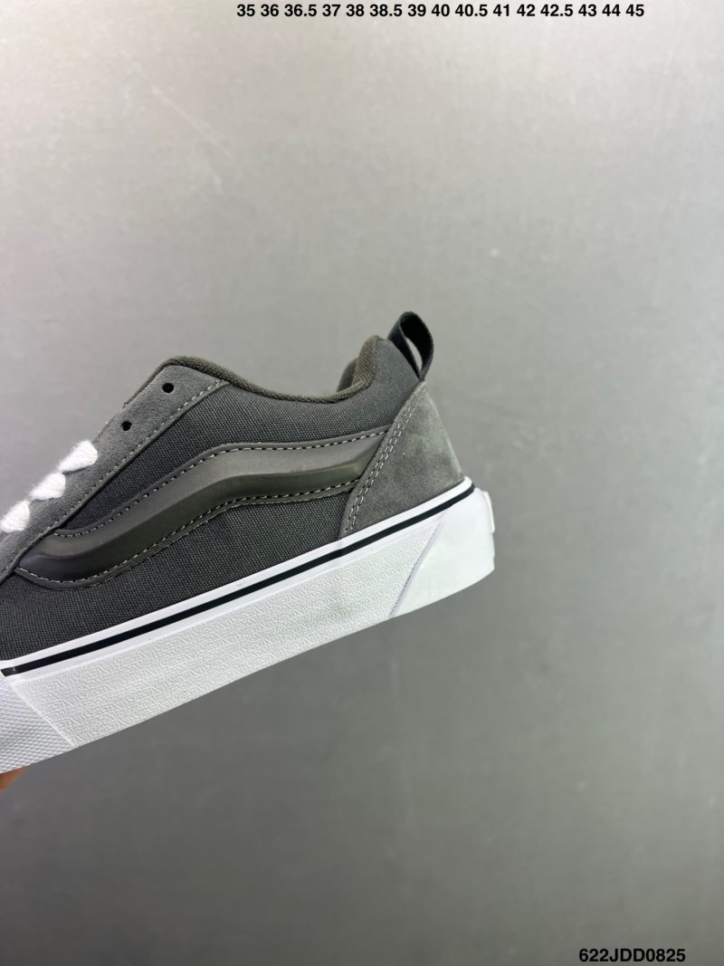 Vans Knu Skool Charcoal Grey White Plaid Low-Top Skate Shoe view