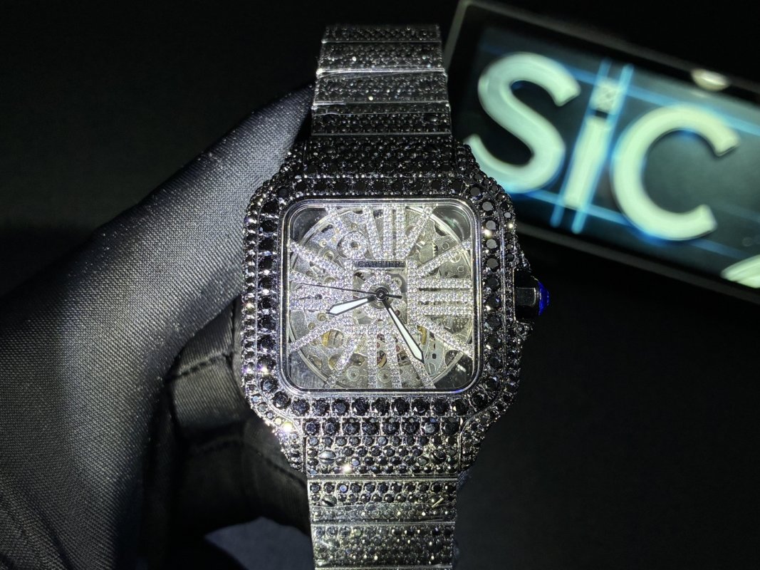 Cartier Santos Full Diamond Moissanite Replica Watch