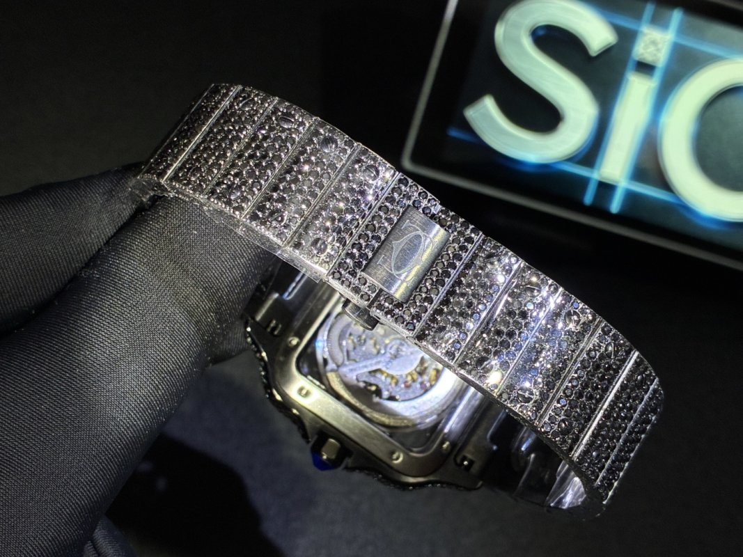 Cartier Santos Full Diamond Moissanite Replica Watch view