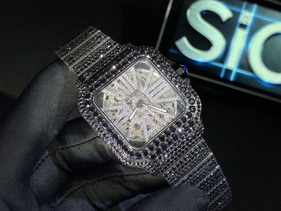 Cartier Santos Full Diamond Moissanite Replica Watch view