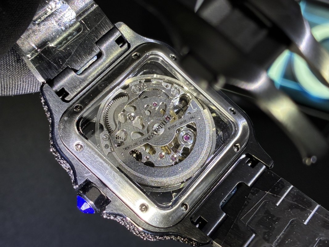 Cartier Santos Full Diamond Moissanite Replica Watch view