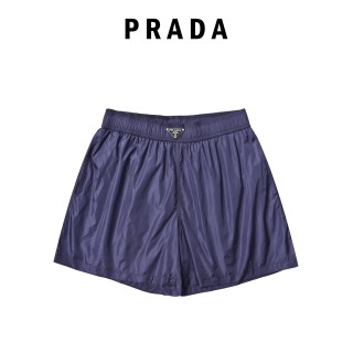 Prada Re-Nylon Triangle Logo Shorts Navy