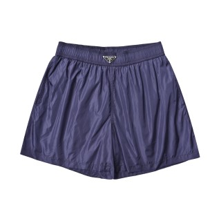 Prada Re-Nylon Triangle Logo Shorts Navy view 3