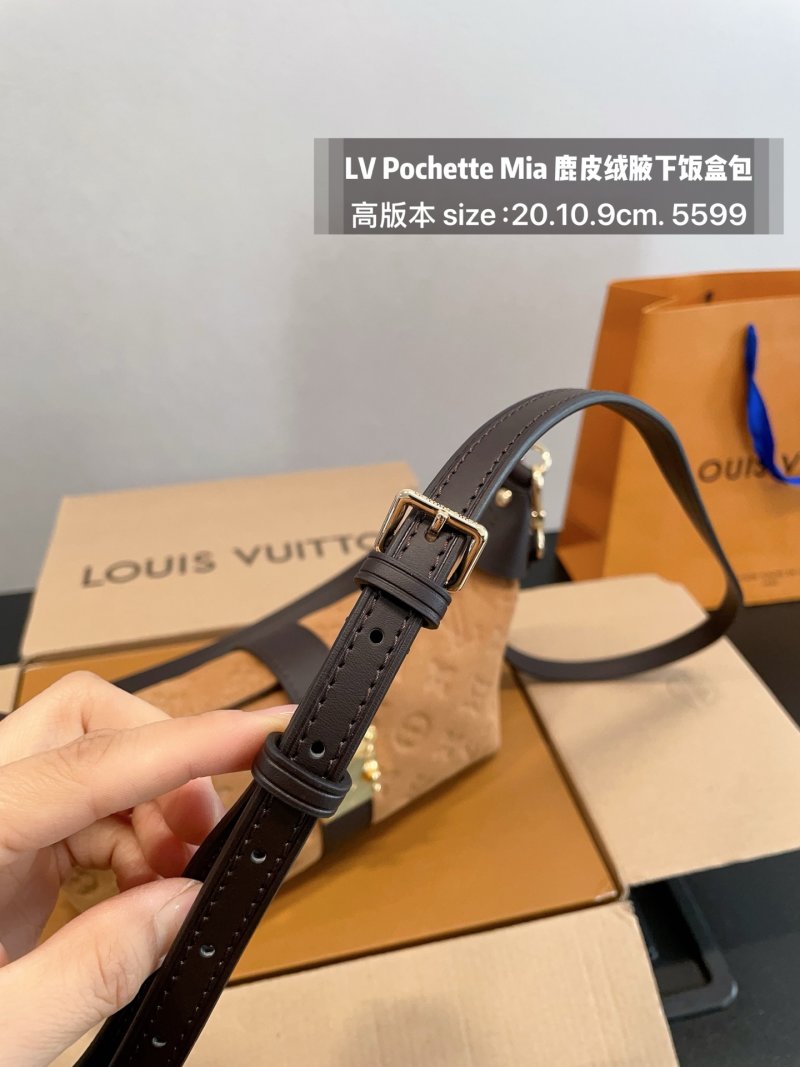 Louis Vuitton Pochette Mia Monogram Suede Shoulder Bag Tan view