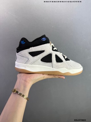 Adidas x Bad Bunny BadBo 1.0 High-Top Basketball Shoe White Black Blue view 3