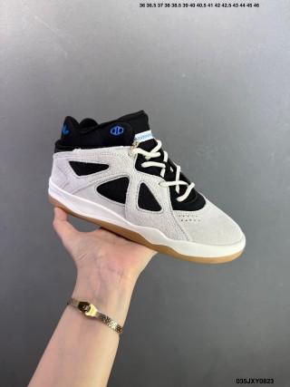 Adidas x Bad Bunny BadBo 1.0 High-Top Basketball Shoe White Black Blue view 4