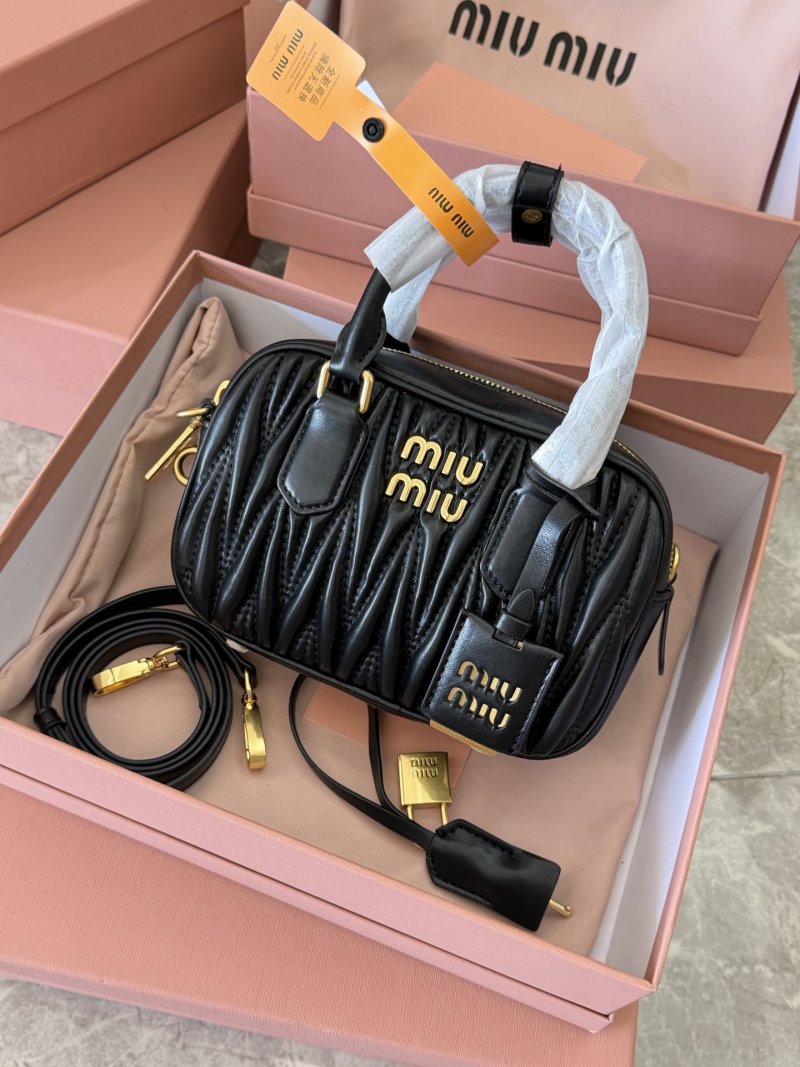 Miu Miu Matelassé Quilted Bowling Bag Black view