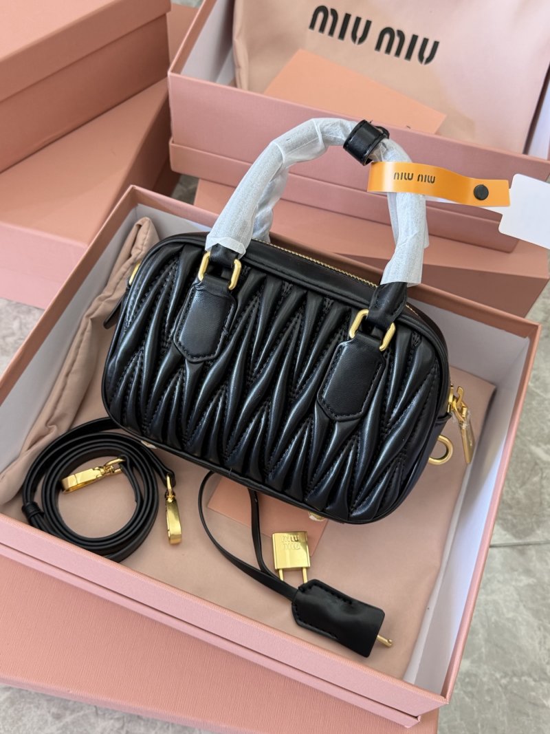 Miu Miu Matelassé Quilted Bowling Bag Black view