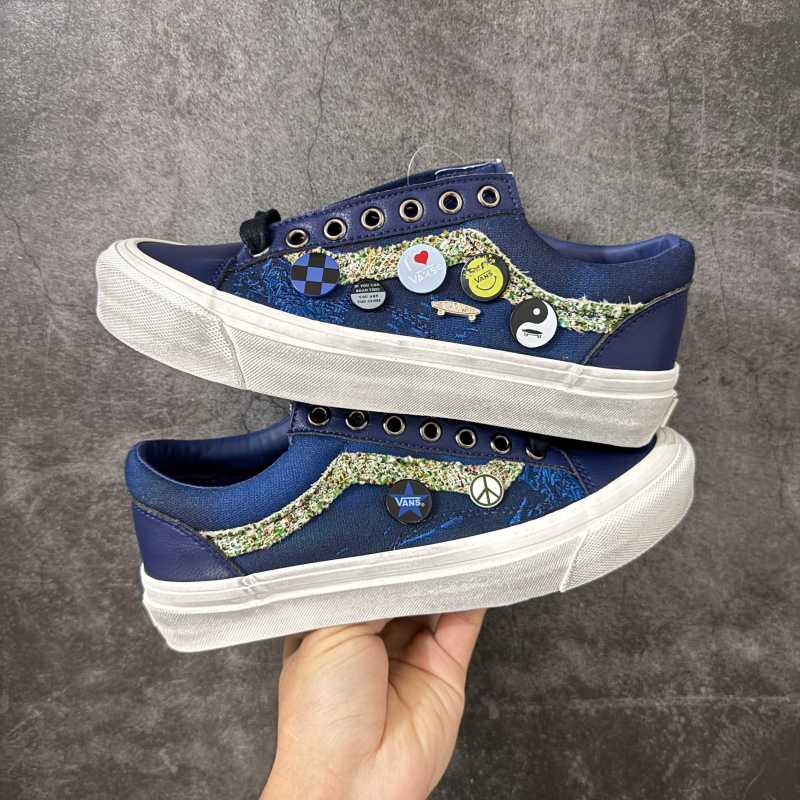 Vans Old Skool 36 LX Navy Graffiti Patch Vintage