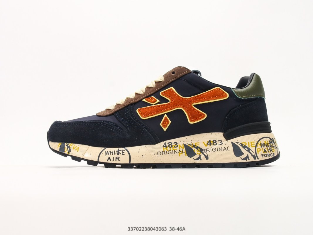 Premiata Mick Navy Orange Suede Leather Casual Sneaker