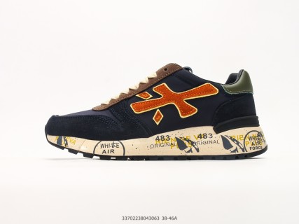 Premiata Mick Navy Orange Suede Leather Casual Sneaker