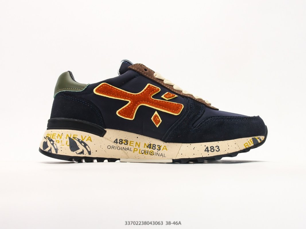 Premiata Mick Navy Orange Suede Leather Casual Sneaker view
