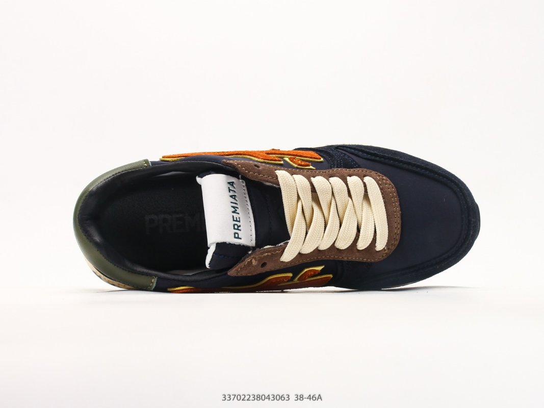 Premiata Mick Navy Orange Suede Leather Casual Sneaker view