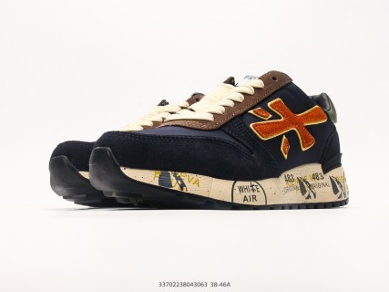 Premiata Mick Navy Orange Suede Leather Casual Sneaker view 5