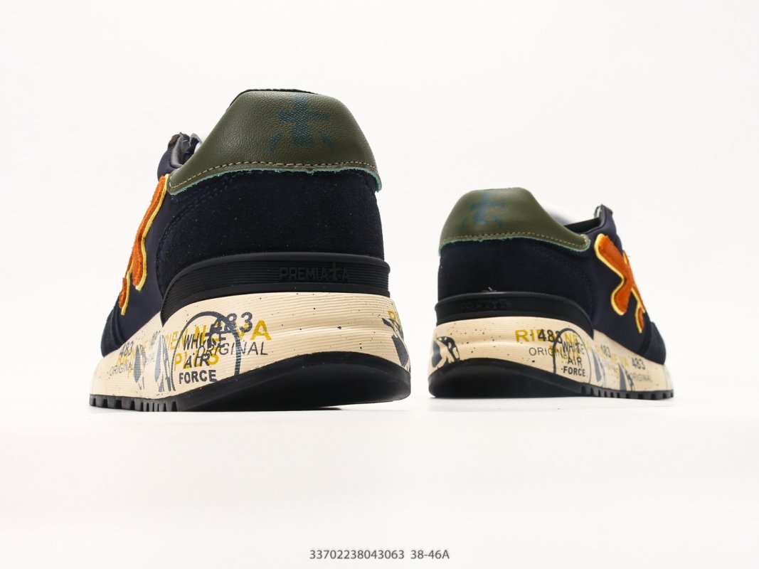 Premiata Mick Navy Orange Suede Leather Casual Sneaker view