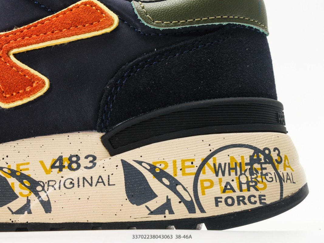 Premiata Mick Navy Orange Suede Leather Casual Sneaker view
