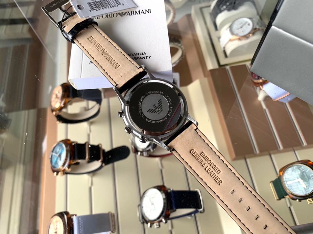 Armani AR2432 Chronograph Black Leather Men's Watch view
