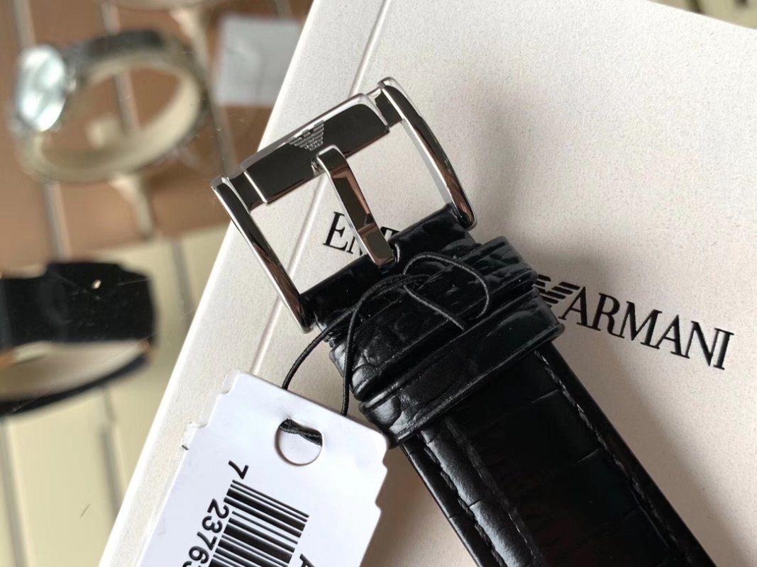 Armani AR2432 Chronograph Black Leather Men's Watch view